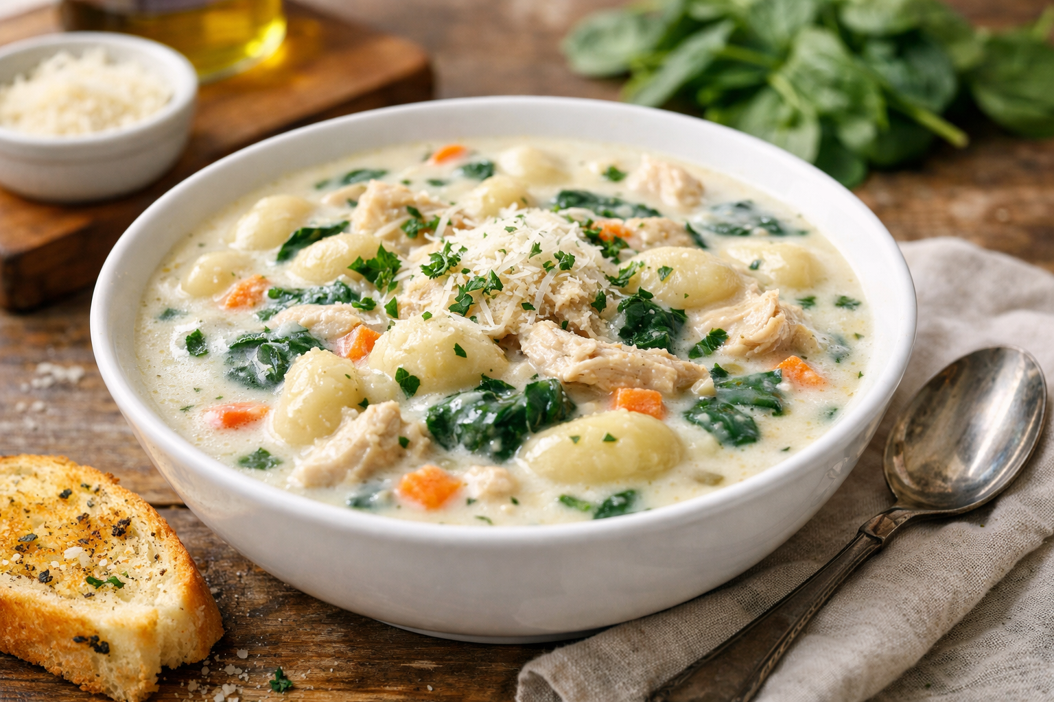 Creamy,cozy, and perfect for a homemade comfort meal, this copycat soup bringsrestaurant flavor straight to your kitchen with Soup Gnocchi, OliveGarden Chicken Gnocchi Soup Recipe, Olive Garden Chicken Gnocchi, ChickenGnocchi Soup Recipe, Gnocchi Recipes Soup, Chicken Gnocchi, OliveGarden, Gnocchi Soup, Chicken Gnocchi Soup
