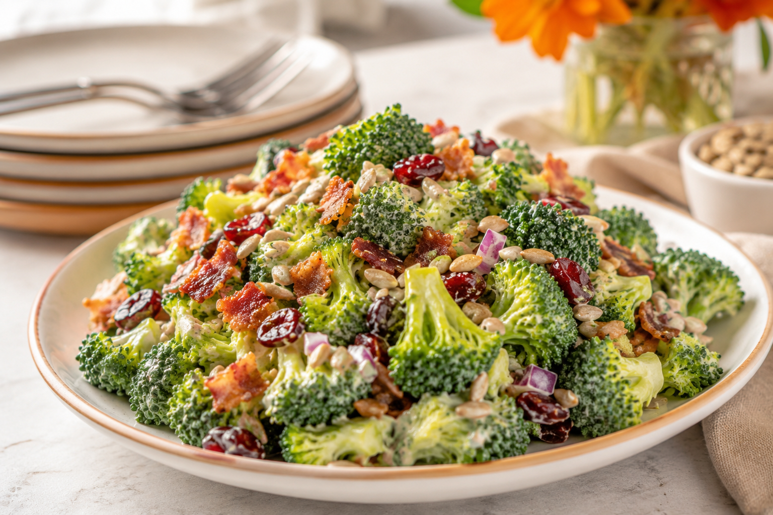 Broccoli Bacon Cranberry Salad for Thanksgiving