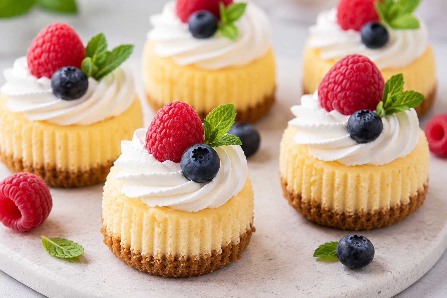 Mini Cheesecake Cups with Creamy Centers and Easy Berry Toppings