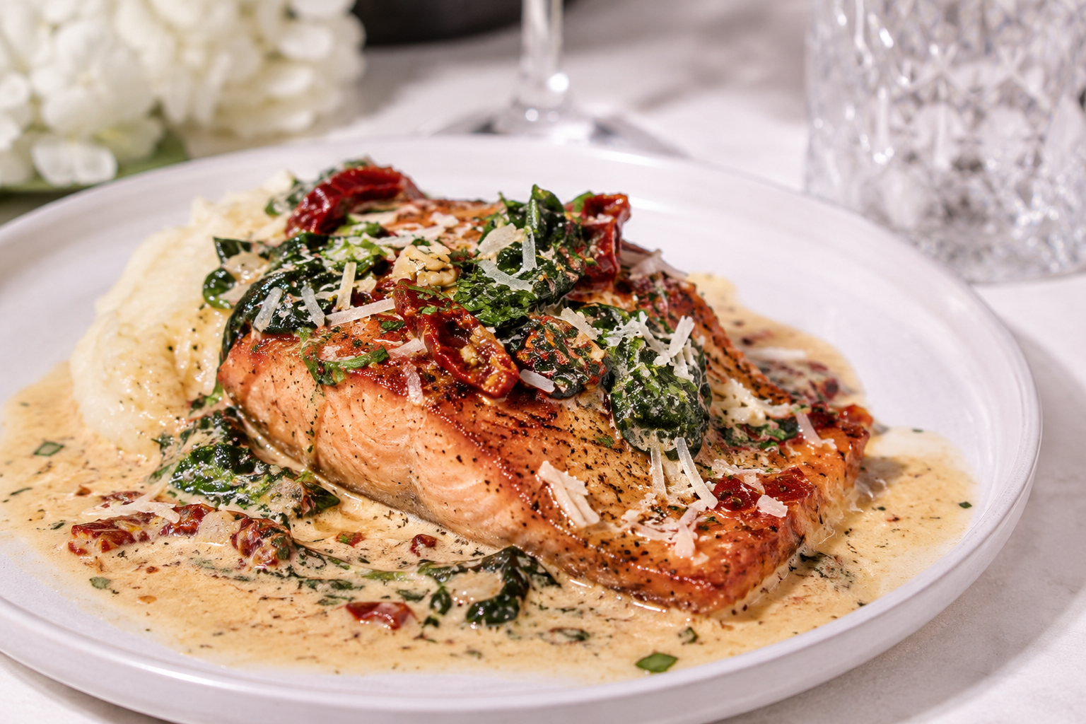 Creamy Tuscan Salmon Recipe for an Easy Romantic Dinner Date Night