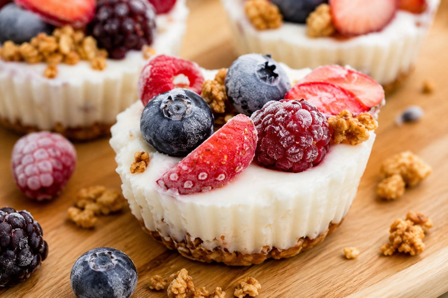 Frozen Yogurt Granola Cups for Healthy Fruit Yogurt Ideas Everyone Will Love
