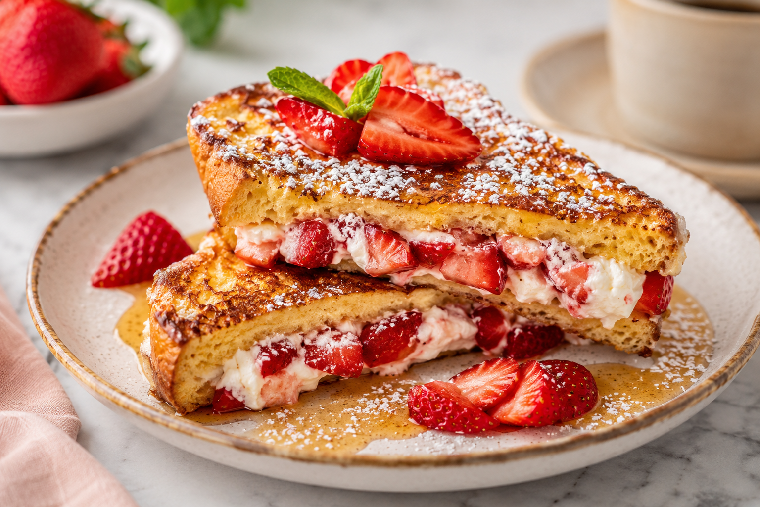 Easy Strawberry Cheesecake Stuffed French Toast