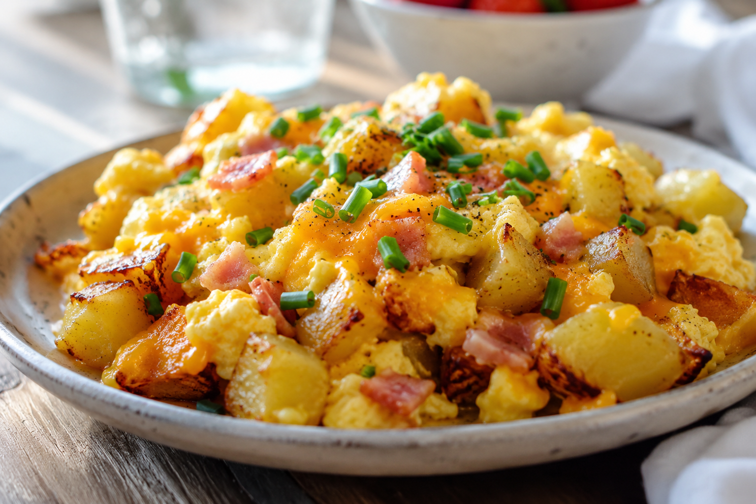Easy Breakfast Scramble with Eggs, Potatoes, and Cheese
