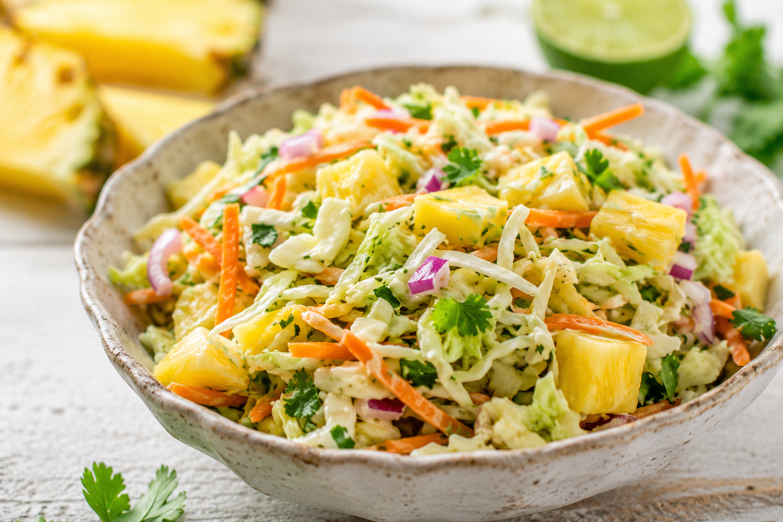 Easy Tropical Pineapple Coleslaw for Fresh Salad Recipes