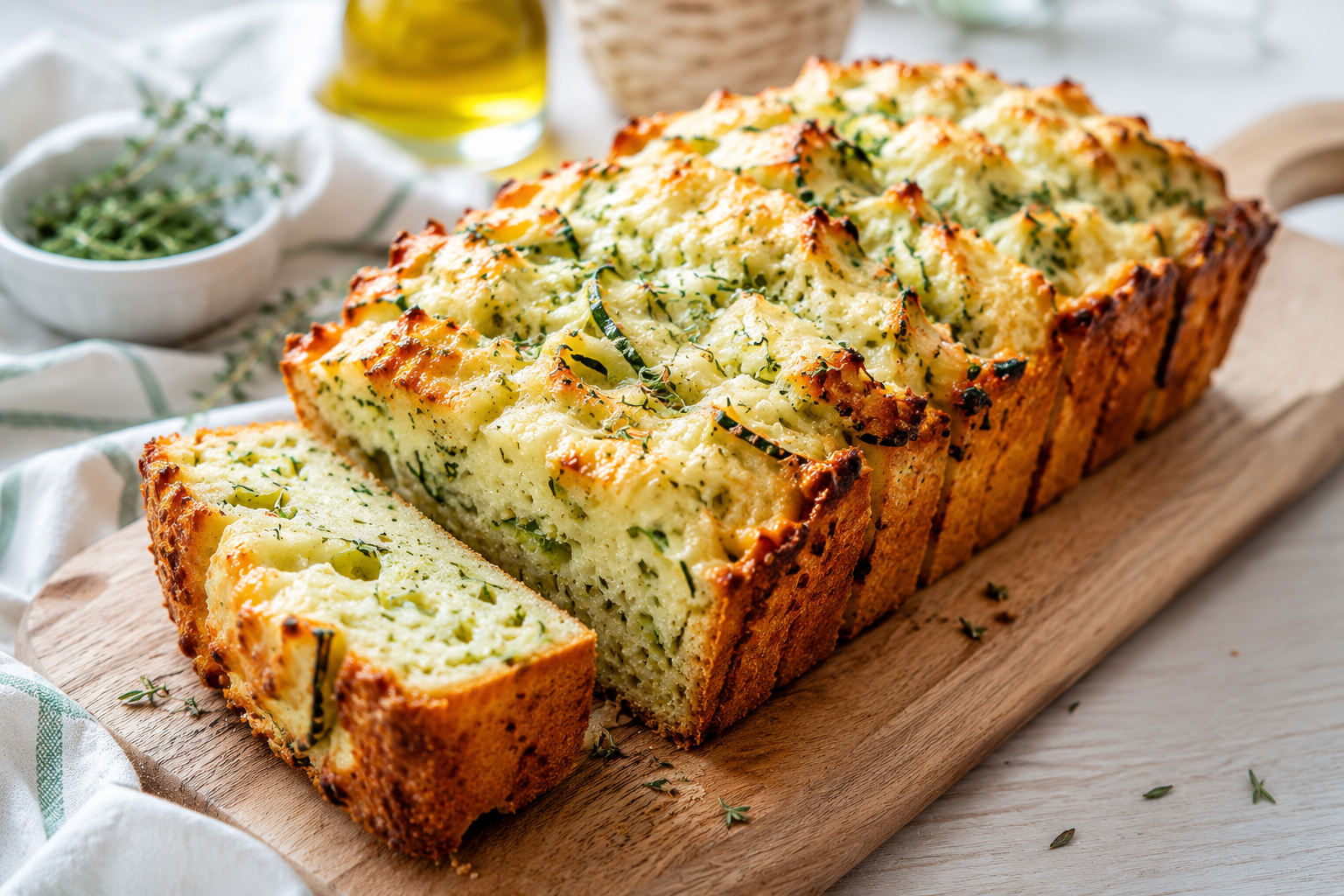 Quick and Easy Zucchini Cheese Bread with Fresh Herbs