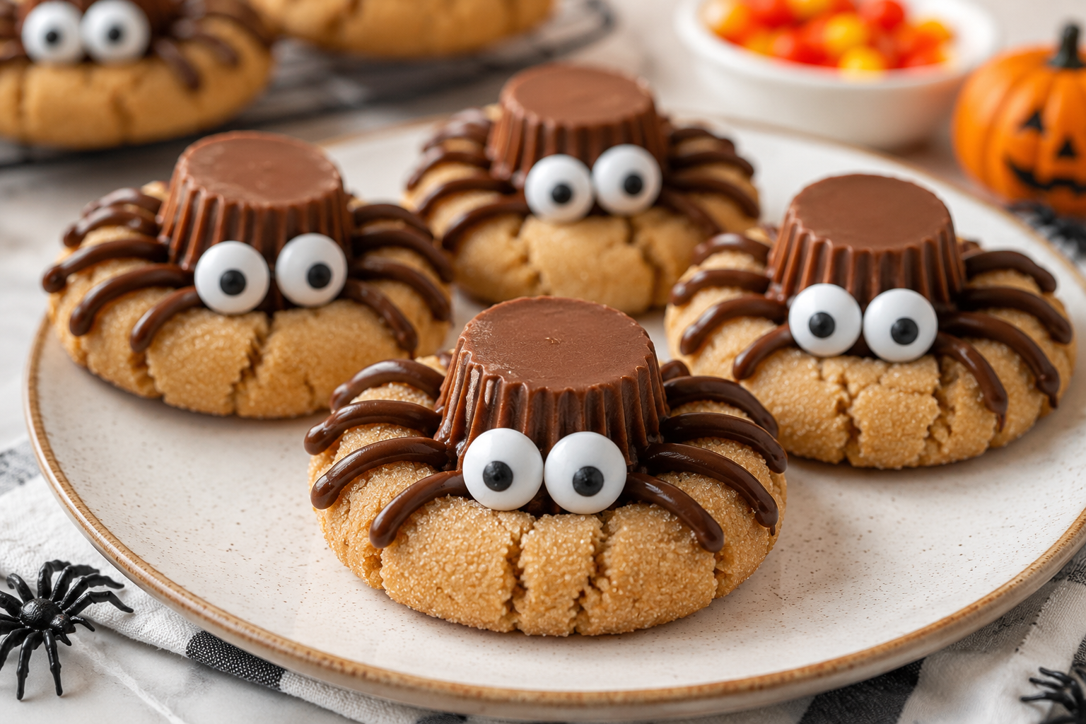 Easy Peanut Butter Spider Cookies for Halloween
