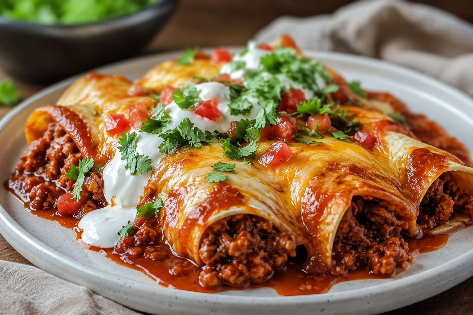 Easy Ground Beef Enchiladas with Red Sauce for Family Dinner