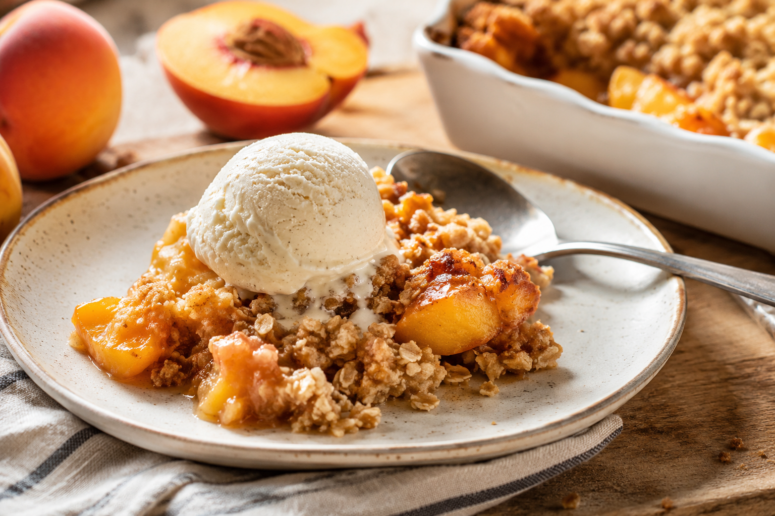 Easy Peach Crisp Recipe with Buttery Oat Crumble