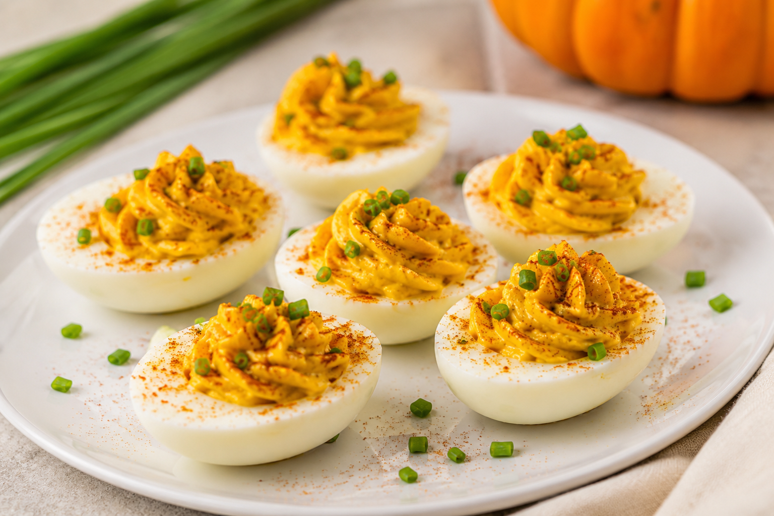 Easy Pumpkin Deviled Eggs for Halloween Parties